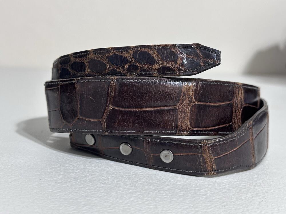Sherrill Kleinberg Brown American Alligator Women’s Belt SZ 34 No Buckle